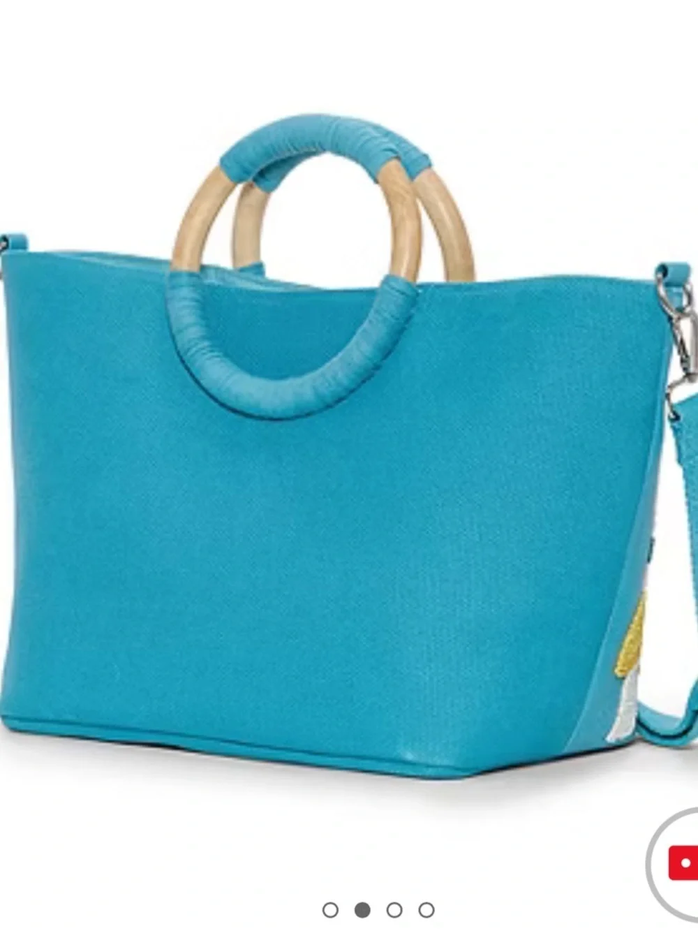 THE RIVIERA Blue Lemon beaded  Embroidered Straw Tote Bag - Women!! NWT!! - Picture 2 of 5